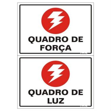 Imagem de 2 Placas de Poliestireno Autoadesiva 20x10 Quadro de Força - Quadro de Luz 250 Ax Sinalize Plac