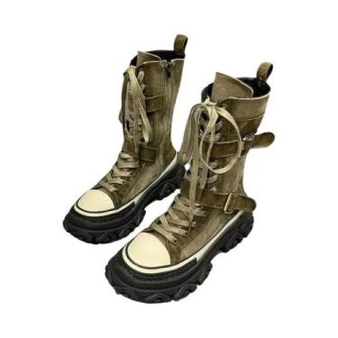 Imagem de Botas Femininas De Luxo Com Salto Baixo, Bico Redondo, Em Tecido De Al