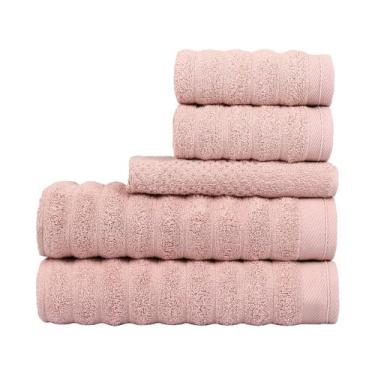 Imagem de Jogo De Toalha Banho 5 Peças 100% Algodão Aura Atlântica, Rosé