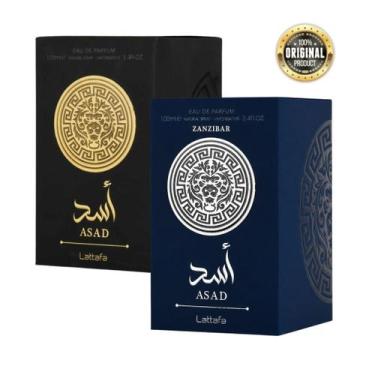 Imagem de Kit Lattafa Asad Preto + Asad Zanzibar Perfumes Árabes EDP 100ml Mascu
