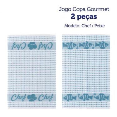 Imagem de Kit 2 Panos de Copa Felpudo Teka Gourmet - Chef e Peixe