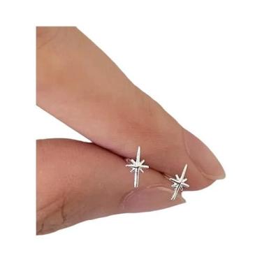 Imagem de Brincos De Prata Com Estrela Cruzada Para Mulheres E Meninas, Joias Vi