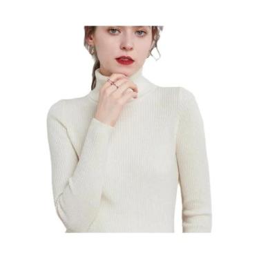 Imagem de Suéter Feminino Slim Fit De Gola Alta Estilo Coreano Pulôver Camada Ba