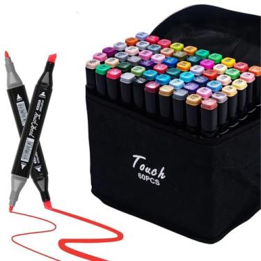 Imagem de Canetas Marcadoras Profissionais Pontas Duplas para Desenho e Colorir 