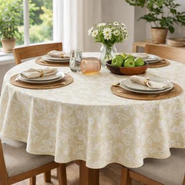 Imagem de Toalha de Mesa Redonda 4 Lugares Limpa Fácil Döhler Graça - - Dohler, 