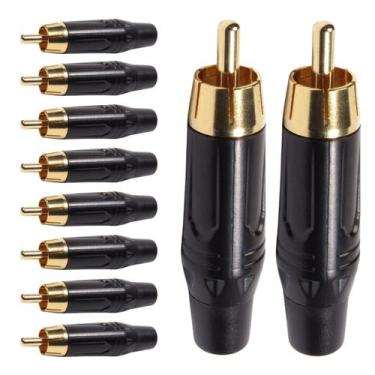 Imagem de Conector Linha Rca Macho Preto Metal Storm 10 Unidades