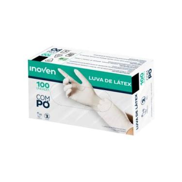 Imagem de Luva Descartável Latex com Pó Tam: M com 100 Unidades Inoven, Branco, 