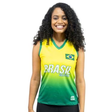 Imagem de Camisa de Vôlei Brasil Retrô Amarelo 2008 Feminina-Feminino