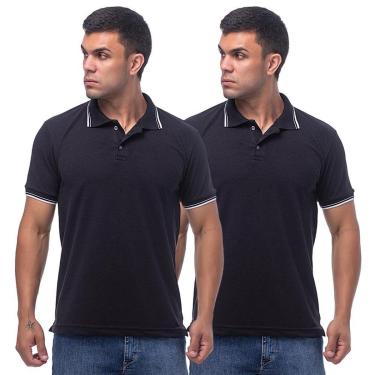 Imagem de Kit 2 Camisas Gola Polo Masculina Básica Blusa Malha Piquet-Masculino
