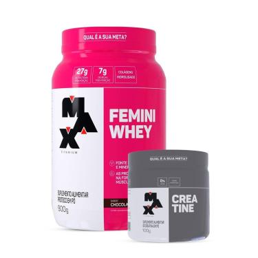 Imagem de Combo Femini Whey 900g Creatina 100g Original Max Titanium-Feminino