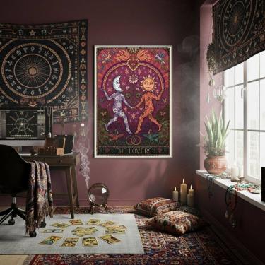 Imagem de Quadro Decorativo Sol E Lua Amantes 70x50cm Mold Branca