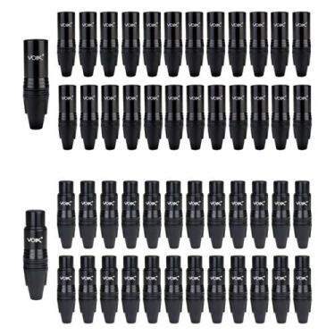Imagem de Kit 50 Conectores XLR Macho e Fêmea Balanceado Premium PVK-PT Voik Met