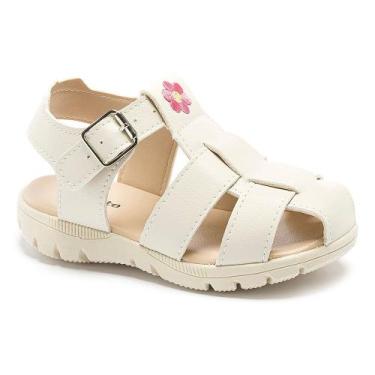 Imagem de Sandália Papete Infantil Menina Pequito Flor Fivela Fechada Confortáve