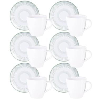 Imagem de Conjunto 12 Peças Xícaras e Pires de Chá em Porcelana 200ml Tramontina Lineare Mesa Pos...