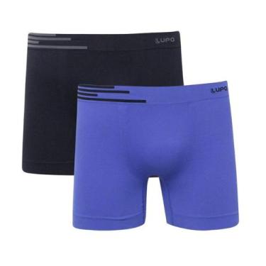 Imagem de Cueca Lupo Boxer Kit c/2 00436, Preto, Azul, GG