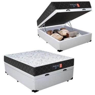 Imagem de Cama Box Baú Casal + Colchão Semi Ortopédico Extra Firme Espuma D33 Co