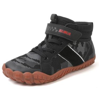 Imagem de Tênis KUBUA Kids High Top Barefoot Shoes, pretos, tamanho 3