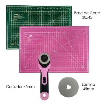 Imagem de Base para Corte Apoio de Mesa 45x30 Tapete Verde e Rosa ou Cinza Preta