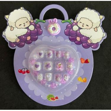 Imagem de Kit infantil unhas postiças,  anel e pulseira