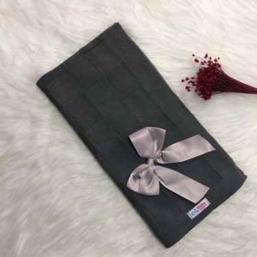 Imagem de Manta Para Bebê Tricô Tricot Quadriculada - Mimo da Cegonha, RN, Cinza