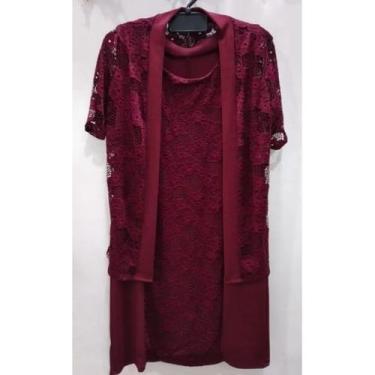 Imagem de Vestido social tubinho midi com bolero casaco de renda esporte fino fe
