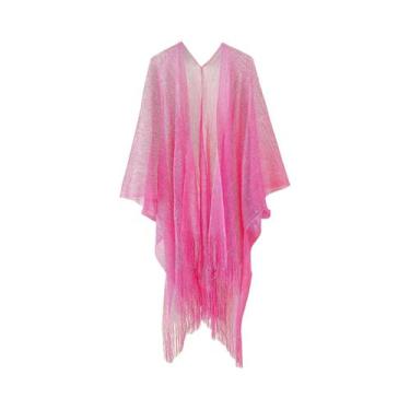 Imagem de Kimono Cardigã Feminino Solto Com Franjas Para Praia E Biquíni - Blusa