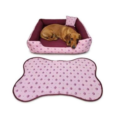 Imagem de cama de cachorro grande cama pet cama retangular 70x80cm vinho+tapetin
