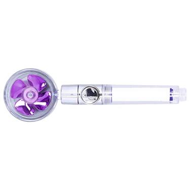 Imagem de Chuveiro de mão, ducha de ventilador de rotação de 360 graus com interruptor de pausa para banheiros de hotel para banheiro (chuveiro de ventilador roxo)