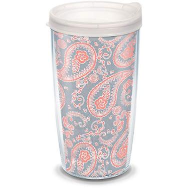 Imagem de Tervis Padrão Paisley feito nos EUA Copo de viagem isolado de parede dupla mantém as bebidas frias e quentes, 473 ml, transparente