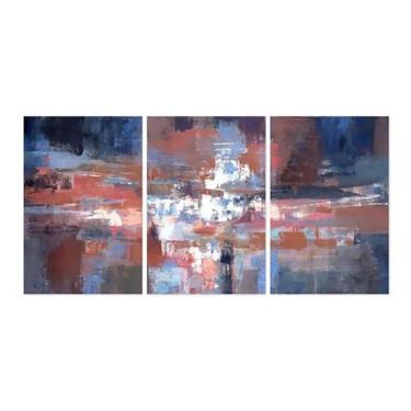 Imagem de Quadro Moderno Abstrato Para Sala Escritórios Azul Vermelho