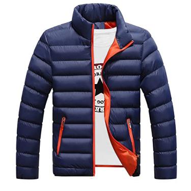 Imagem de Jueshanzj Jaqueta masculina com gola alta para outono e inverno jaqueta acolchoada para...