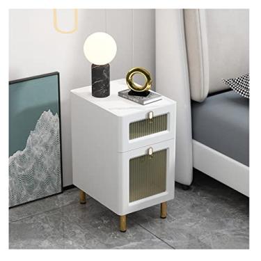 Imagem de Mesas Laterais de Cama Moderna Mesa de Cabeceira Simples Leve Luxo Armário Lateral de Vidro Armário de Cabeceira Madeira Pequeno Sofá Gabinete Mesas de Cabeceira para Quarto (Cor: A)