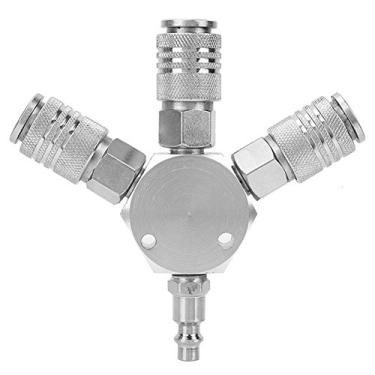 Imagem de Conector pneumático, coletor de mangueira de ar de 3 maneiras, conector de acoplador rápido adaptador divisor 1/4" F-NPT, conexão rápida, remoção rápida e fácil de combinar