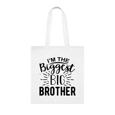 Imagem de Bolsa tote I'm The Biggest Big Brother, presente para o Big Brother, bolsa de ombro Big Brother, bolsas reutilizáveis Big Brother, presente para irmão do Brother and Sister, Branco