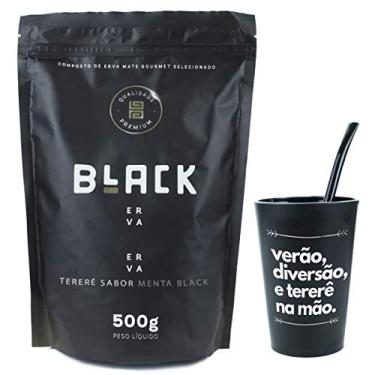 Imagem de KIT DE TERERÉ ERVA MATE PARA TERERÉ + BOMBA EPOX PRETA19CM + COPO 350ML (Menta Black)