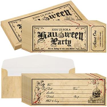 Imagem de Woanger 50 peças de convites de Natal com envelope Convites de Festa de Natal Cartão de Convites de Papai Noel Preencher Convites em Branco para Adultos Festa Infantil Aniversário Chá de Bebê (Caveira)