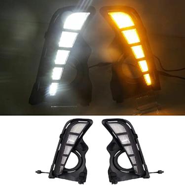 Imagem de Para To-yota Highlander 2017-2019, Lâmpada LED DRL Diurna Luzes Indicadoras de Direção Branco Amarelo Acessórios de Carro