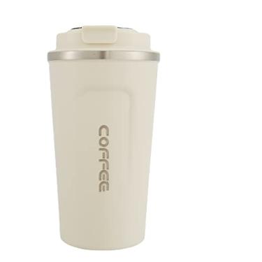 Imagem de HUJEMO Copo de café inteligente de 510 ml caneca de café de aço inoxidável à prova de vazamento copo de garrafa térmica de viagem com temperatura (branco)