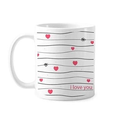 Imagem de Caneca de cerâmica com coração rosa I Love You Line para café e porcelana