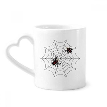 Imagem de Caneca de ilustração de aranha de inseto preto cobweb de aranha caneca de café cerâmica copo de coração de vidro