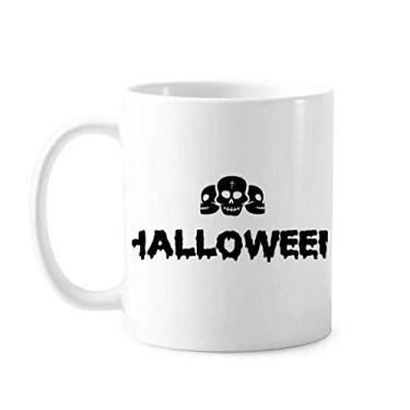 Imagem de Caneca de cerâmica com caveira Happy Ghost Fear Halloween caneca cerâmica xícara de café porcelana louça