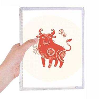 Imagem de Caderno vermelho do signo chinês ano de boi diário de folhas soltas recarregável, diário de papelaria