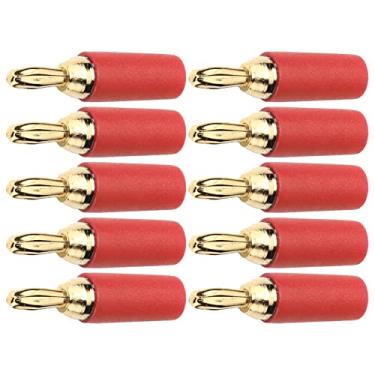 Imagem de 10 Unidades de Plugue Banana 2, 5 Mm Plugue Banana Dourado Conector Banhado a Latão Solda Tipo Conector Macho Kit de Acessórios (Vermelho)