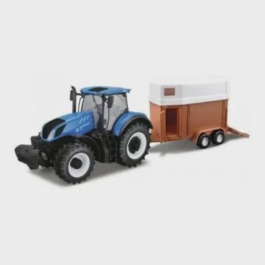 Imagem de Miniatura Nh T7.315 Tractor C/Carreta Animais 1/32 - Bburago