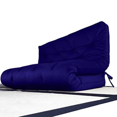 Imagem de Colchão Futon Casal Dobrável Sofa Cama Azul Royal Acquablock