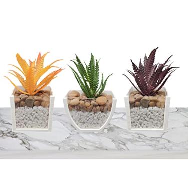 Imagem de kit com 3 Vasos Arranjos de Plantas Suculentas Artificiais P/Banheiro, otimo para decoração de sua casa