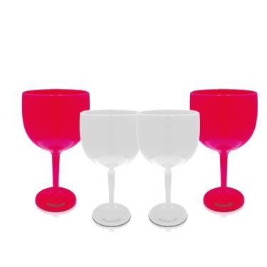 Imagem de Kit 4 Taças Gin Branca e Rosa Acrílico Ps KrystalON