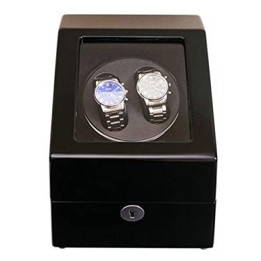 Imagem de Caixa de exibição do enrolador de relógio automático, elegante caixa de relógio mecânico de corda automática com motor silencioso, fonte de alimentação dupla, caixa de armazenamento de madeira para relógios automáticos
