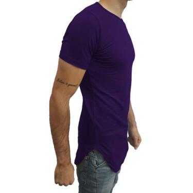 Imagem de Camiseta Longline Oversized Básica Slim Lisa Manga Curta tamanho:gg;cor:roxo