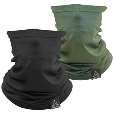 Imagem de Temple Tape Polaina de pescoço leve e respirável para resfriamento - masculina e feminina, máscara facial multiuso; corrida e proteção UV - pacote com 2, preto e verde OD